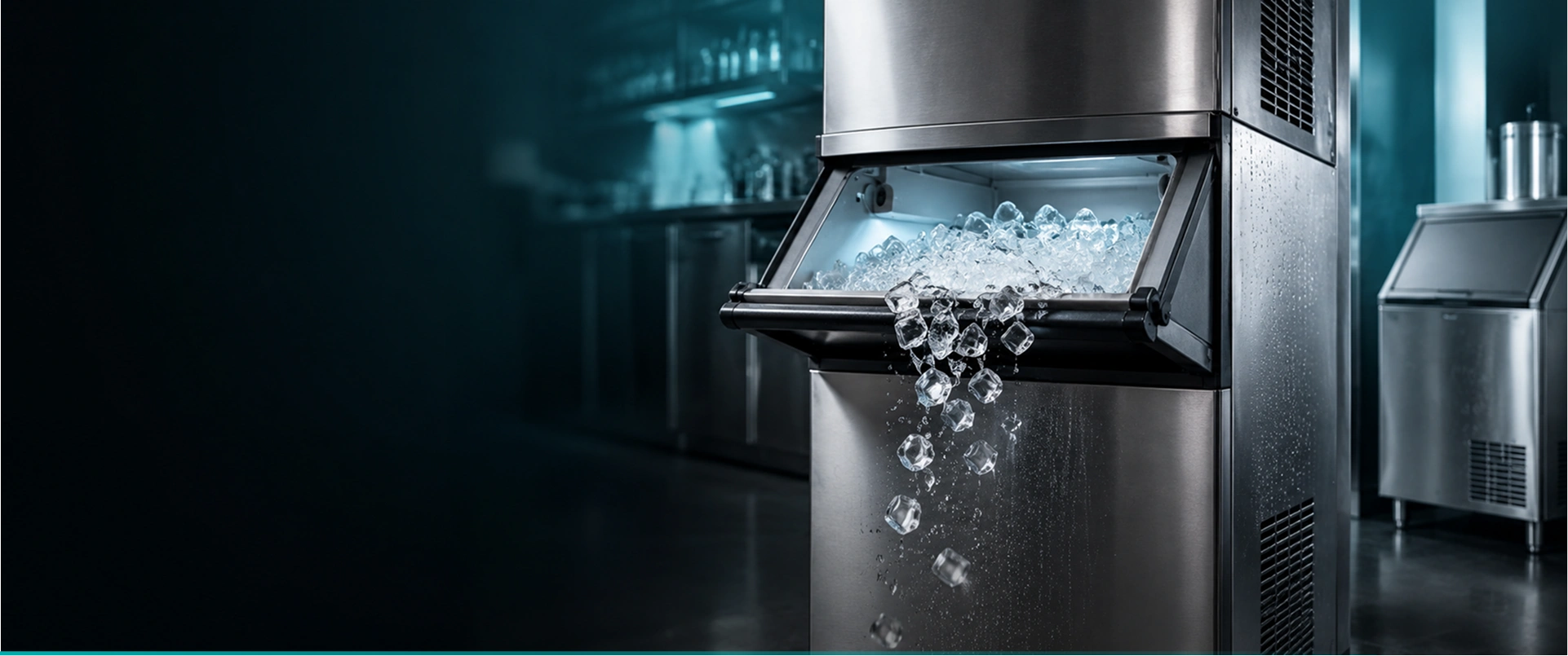 Máquina de gelo industrial Facilizza em operação numa cozinha profissional