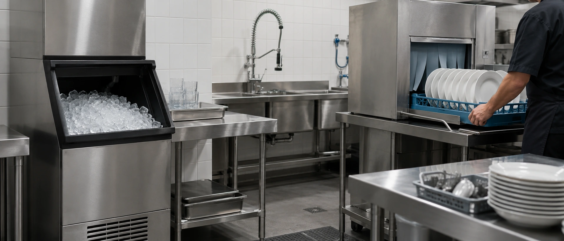 Cozinha industrial equipada com equipamentos Facilizza
